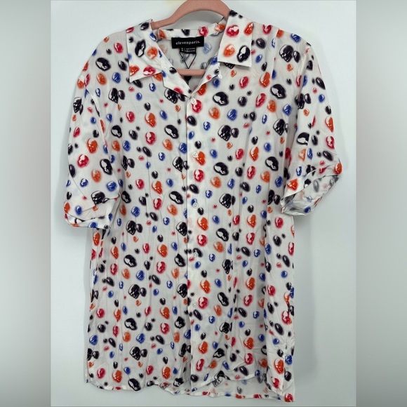 Shirt ELEVEN PARIS Button Down Shirt With Skull Print Size M NEW - Picture 1 of 6